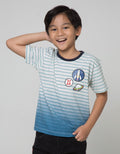 Little M Short Sleeve T-Shirt Fullprint Stripe Ombre Space Emboss