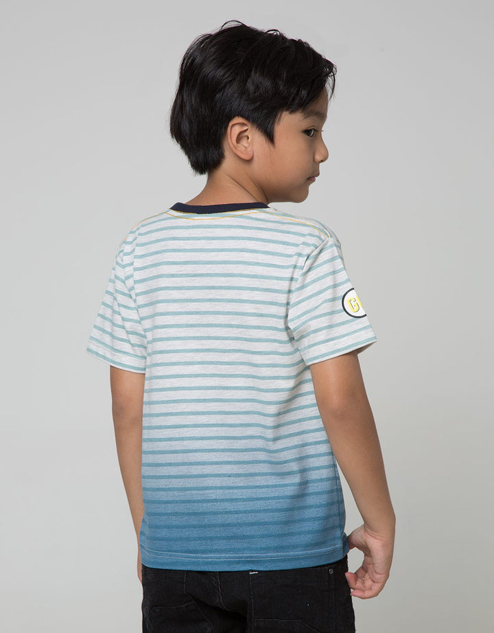 Little M Short Sleeve T-Shirt Fullprint Stripe Ombre Space Emboss