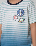 Little M Short Sleeve T-Shirt Fullprint Stripe Ombre Space Emboss