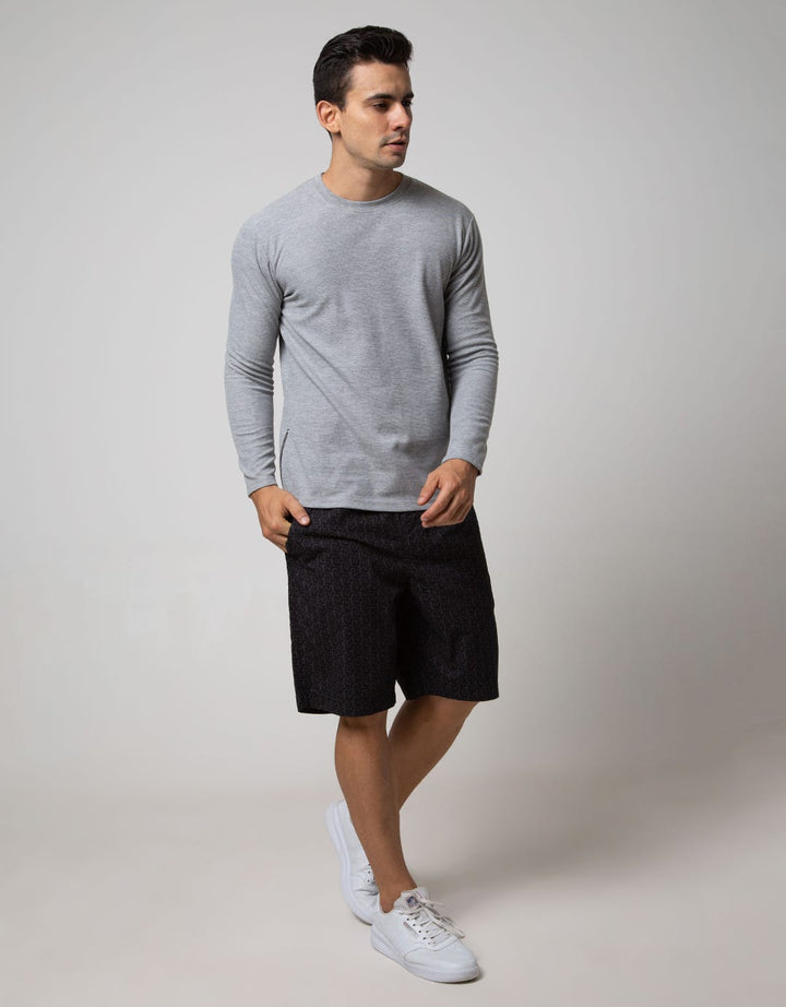 Details Long Sleeve SweaT-shirt Jumper Rneck Texture With Zipper On Side