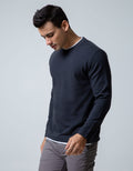 Details Sweatshirt Jumper Round Neck Texture Double Layer