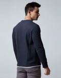 Details Sweatshirt Jumper Round Neck Texture Double Layer