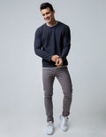 Details Sweatshirt Jumper Round Neck Texture Double Layer
