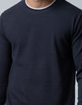 Details Sweatshirt Jumper Round Neck Texture Double Layer