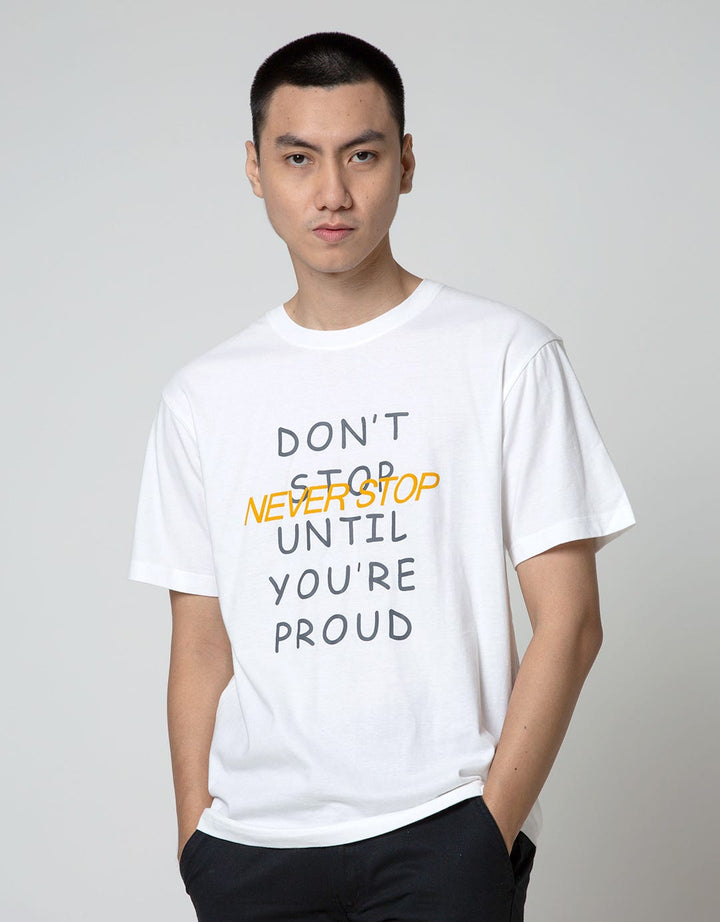 T Zone Short Sleeve T-Shirt Print Double Tone Never Stop