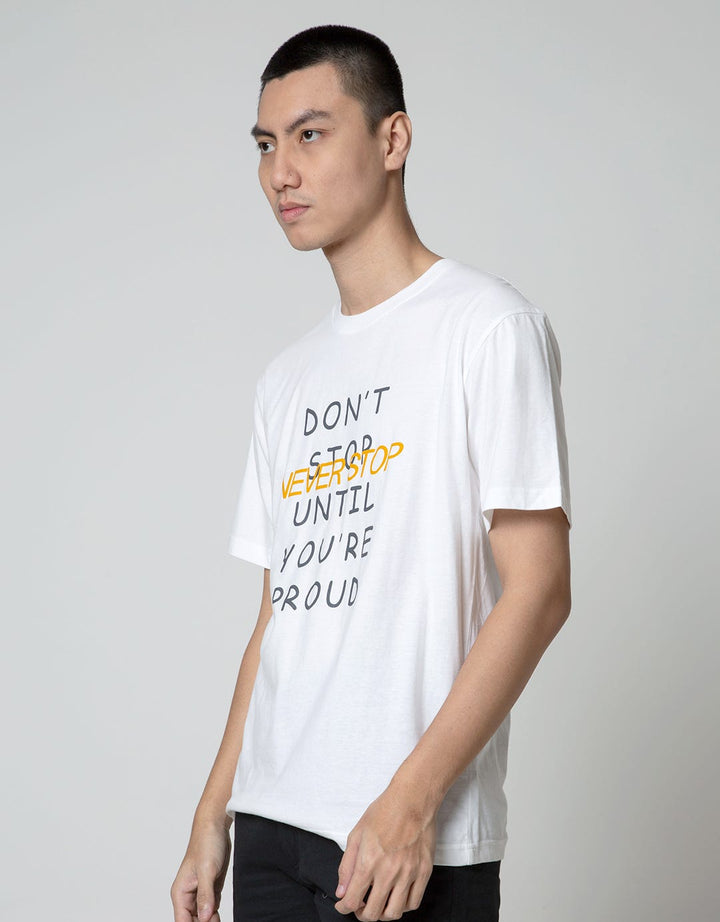 T Zone Short Sleeve T-Shirt Print Double Tone Never Stop