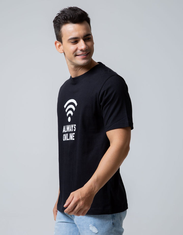 T Zone Short Sleeve T-Shirt Big Size Print Visual Always Online