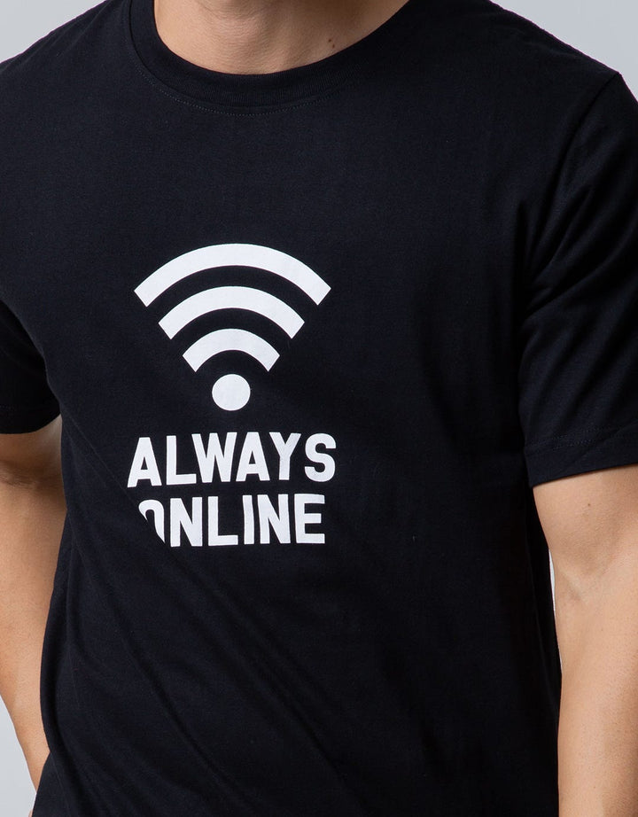 T Zone Short Sleeve T-Shirt Big Size Print Visual Always Online