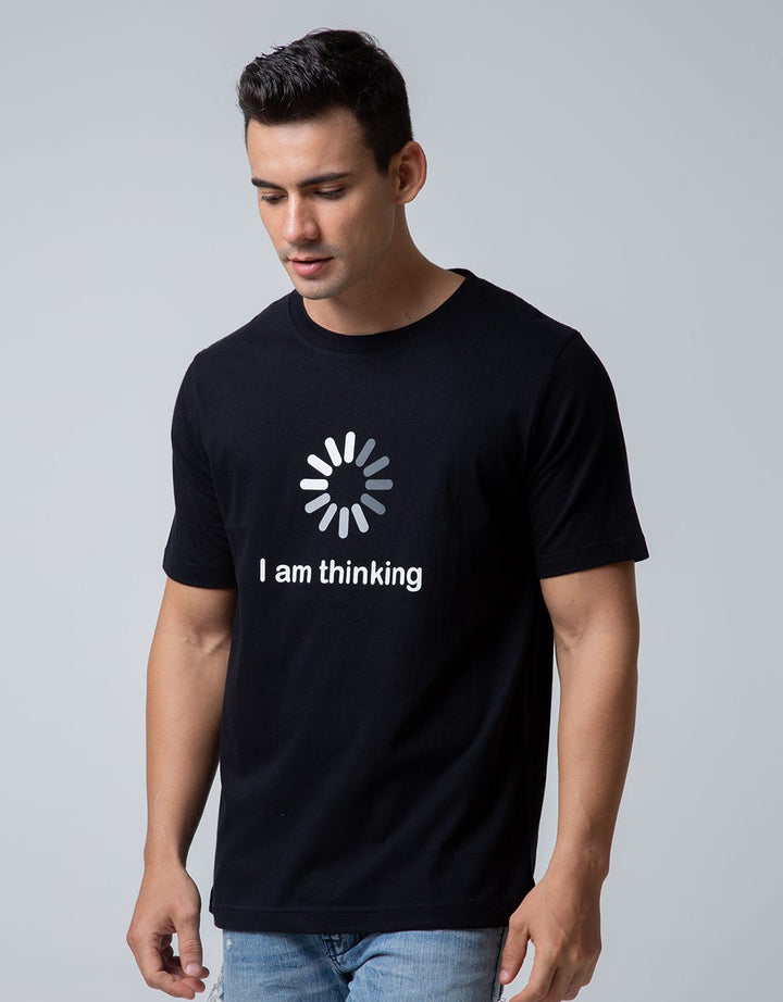 T Zone Short Sleeve T-Shirt Big Size Print Visual I Am Thinking