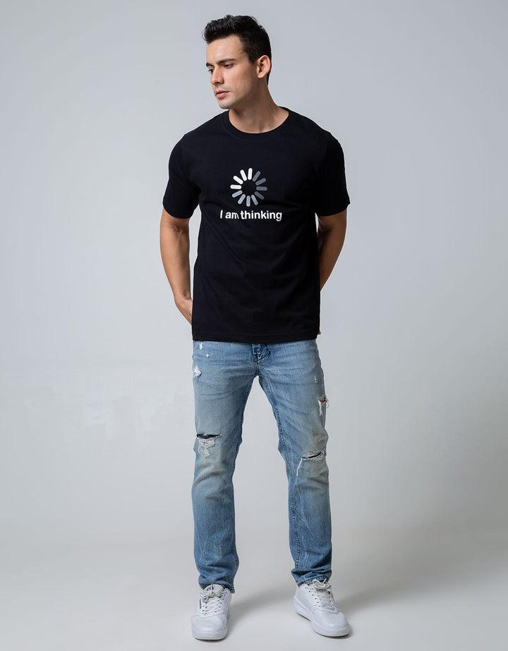 T Zone Short Sleeve T-Shirt Big Size Print Visual I Am Thinking