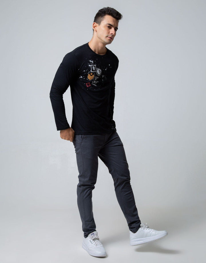 T Zone Long Sleeve T-Shirt Print Patches 3