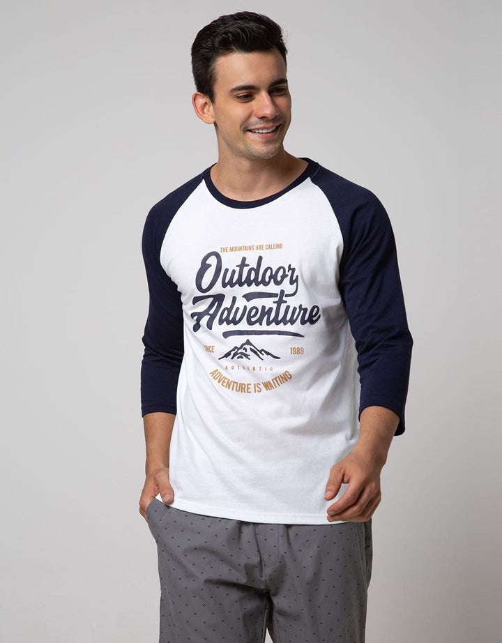 T Zone 3/4 Raglan T-shirt Print Adventure Series Casual