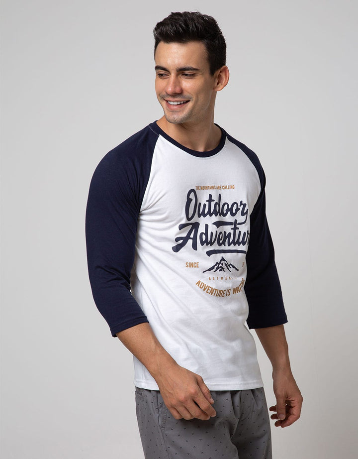 T Zone 3/4 Raglan T-shirt Print Adventure Series Casual