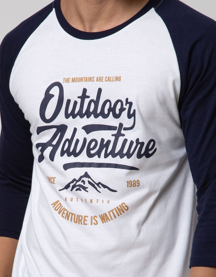 T Zone 3/4 Raglan T-shirt Print Adventure Series Casual
