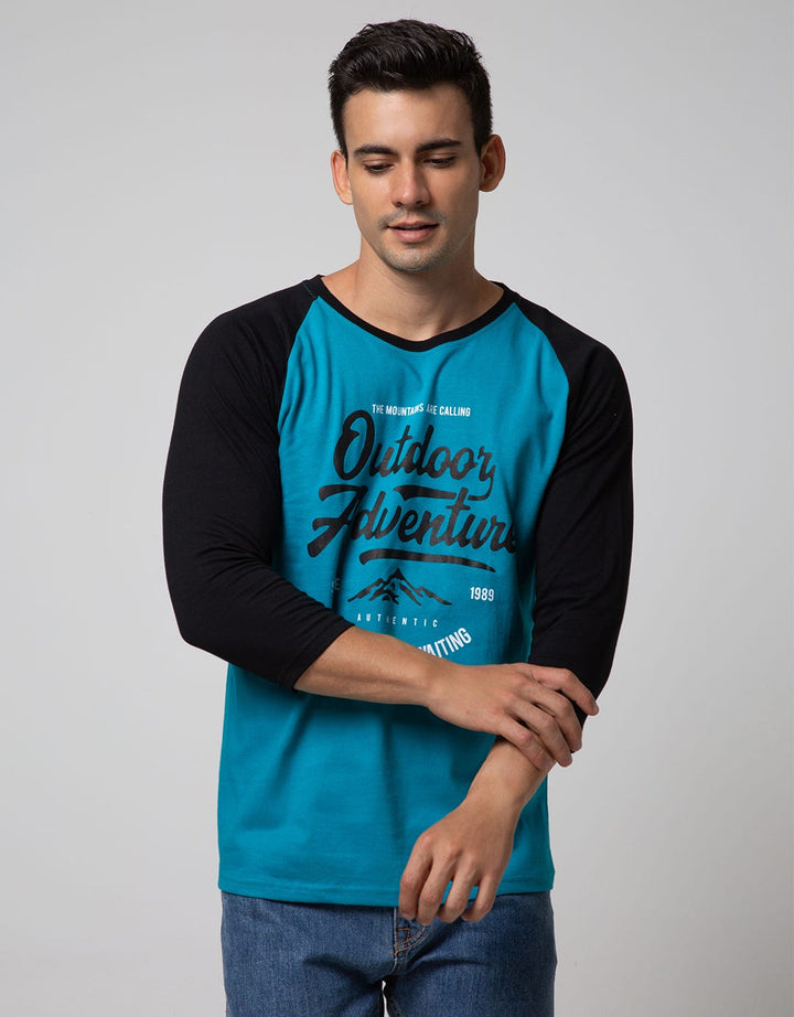T Zone 3/4 Raglan T-shirt Print Adventure Series Casual