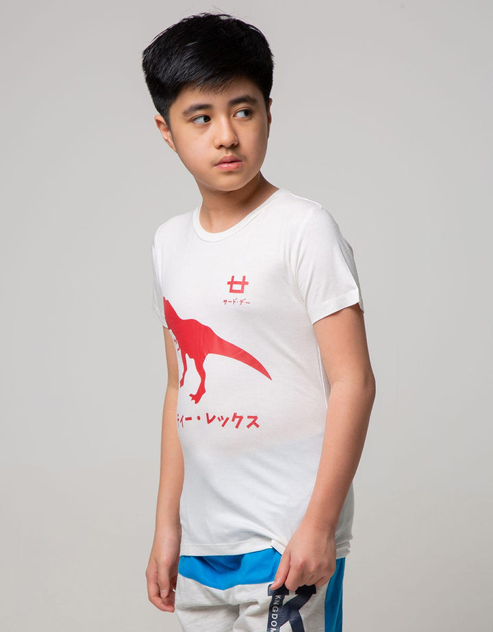 Third Day Co Kaos Anak Tirex Merah Logo Dakan Putih