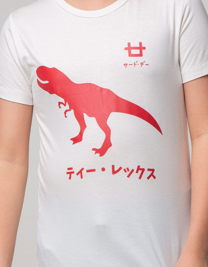Third Day Co Kaos Anak Tirex Merah Logo Dakan Putih