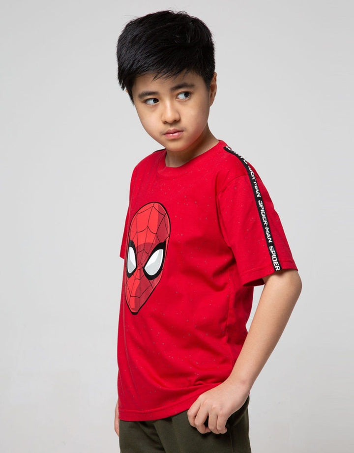 Marvel Spider-Man Kids Short Sleeve T-Shirt Fullprint Dot Face Ribbon
