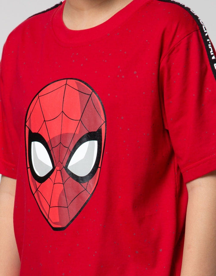 Marvel Spider-Man Kids Short Sleeve T-Shirt Fullprint Dot Face Ribbon