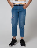 Little M Denim Pants Non Stretch Rib Bordir Space