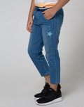 Little M Denim Pants Non Stretch Rib Bordir Space