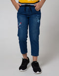 Little M Denim Pants Non Stretch Rib Bordir Space