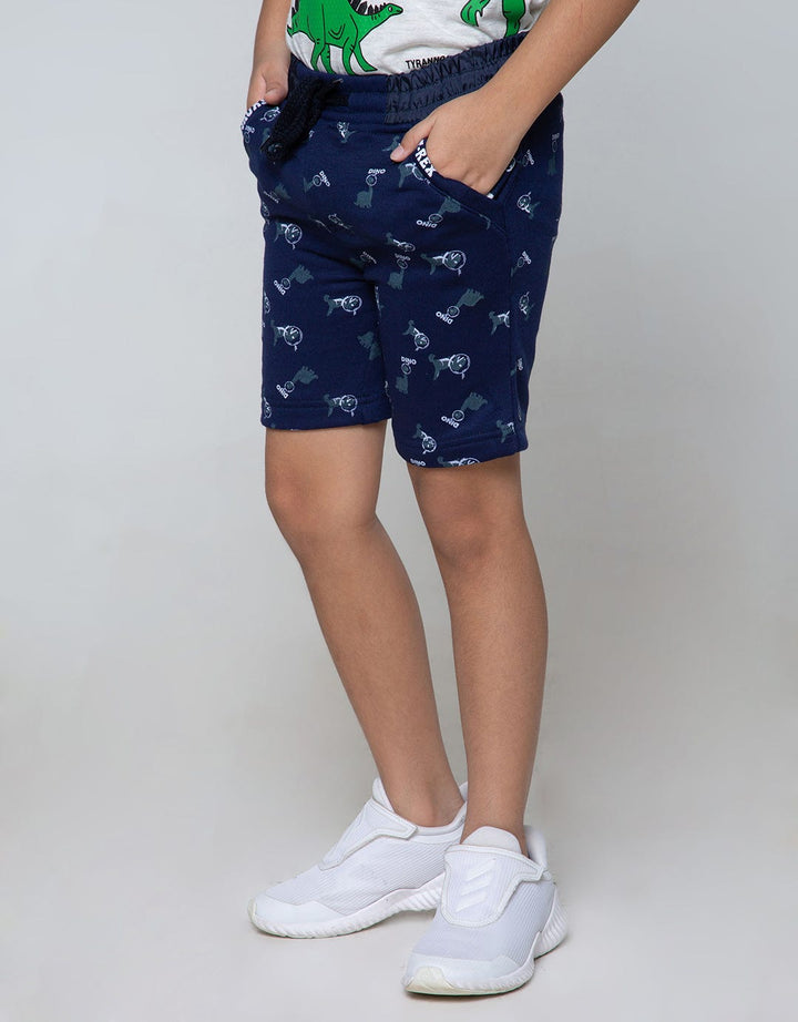 Little M Short Pants Knit Terry Dino Rubber Combination Paras