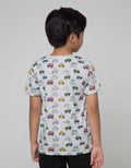 Little M Short Sleeve T-Shirt Fullprint Car Chambray Pocket