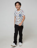 Little M Short Sleeve T-Shirt Fullprint Car Chambray Pocket