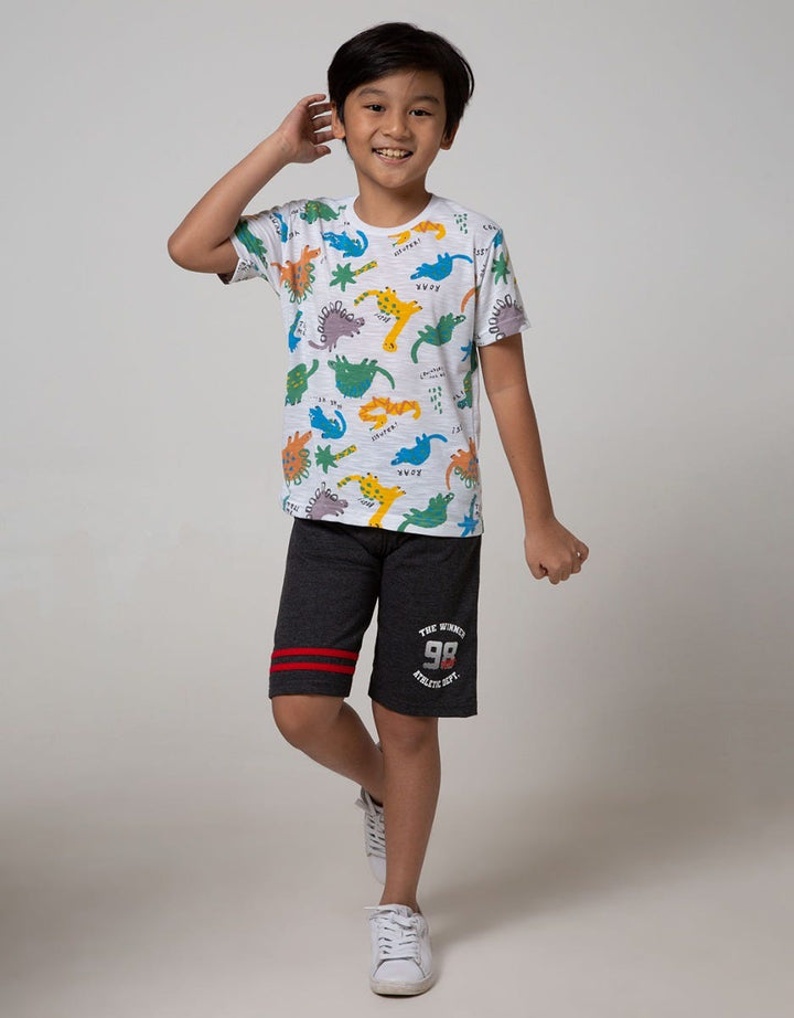 Little M Short Sleeve T-Shirt Slub Fullprint Dino