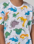 Little M Short Sleeve T-Shirt Slub Fullprint Dino