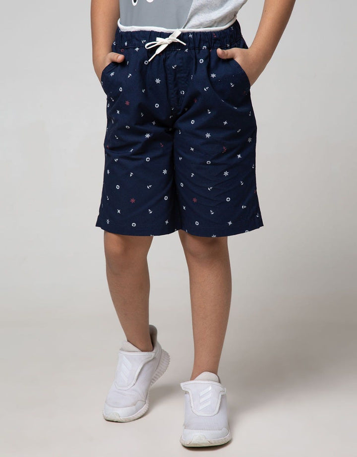 Little M Short Pants Woven Kids Fullprint Jangkar Double Rib
