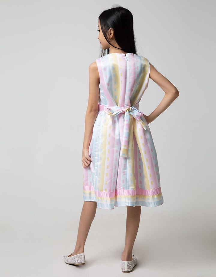 Kidz Too Short Sleeve Midi Dress Stripe Waistband