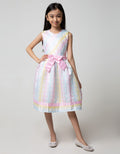 Kidz Too Short Sleeve Midi Dress Stripe Waistband