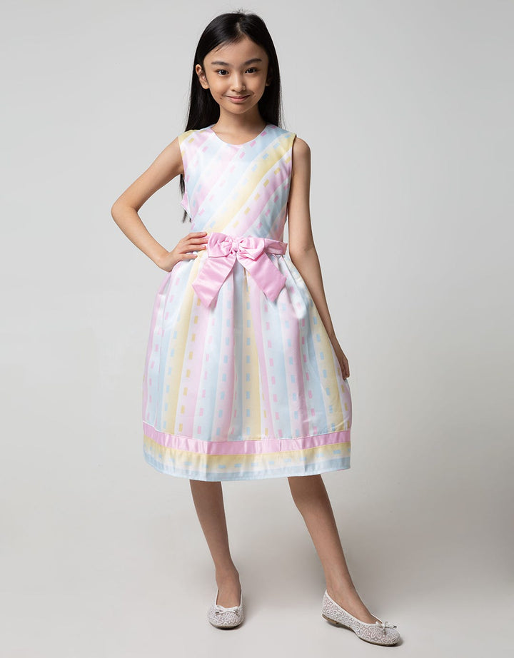 Kidz Too Short Sleeve Midi Dress Stripe Waistband