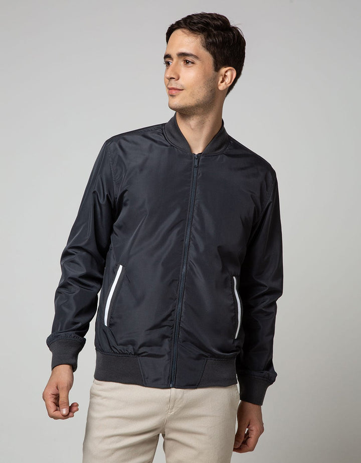 Cole Jacket Micro Bomber Stripe Pocket Maroon
