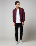 Cole Jacket Micro Bomber Stripe Pocket Maroon