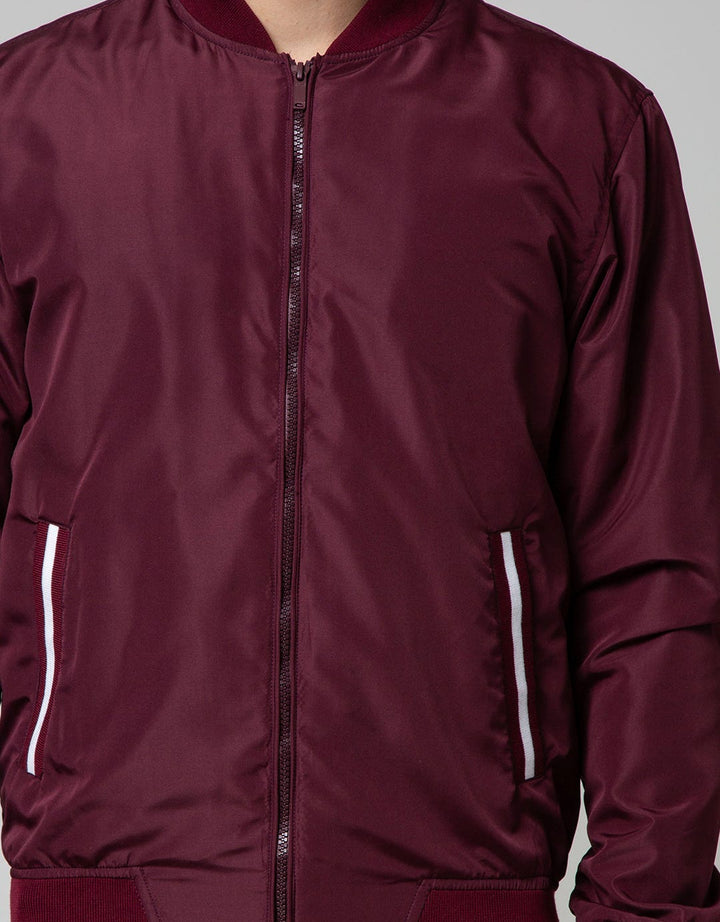 Cole Jacket Micro Bomber Stripe Pocket Maroon