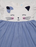 Pipiniko Short Sleeve Midi Dress Cat Stripe Ribbon