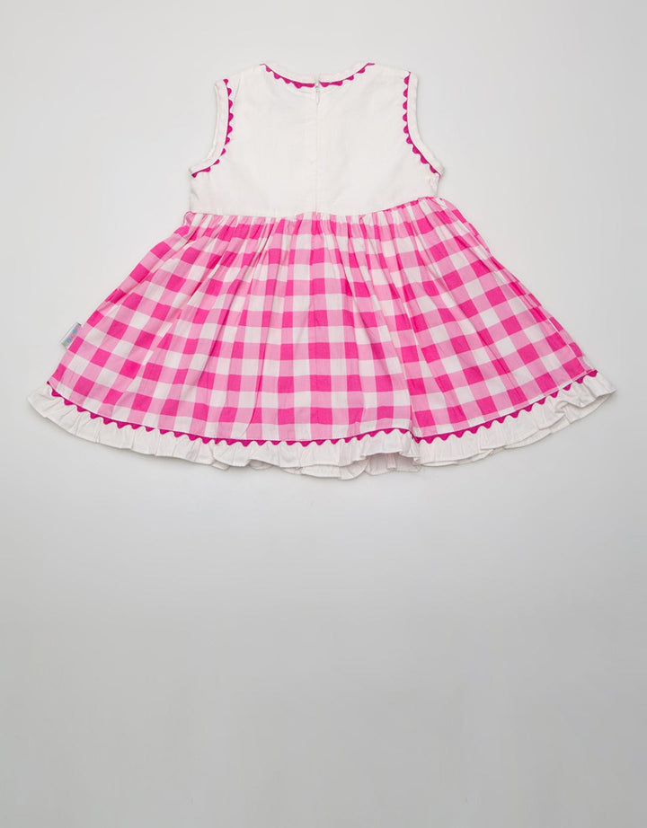 Pipiniko Short Sleeve Midi Dress 3 Button Floral Check