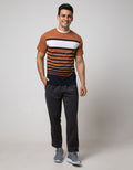 Cole Long Pants Knit Stripe With Print
