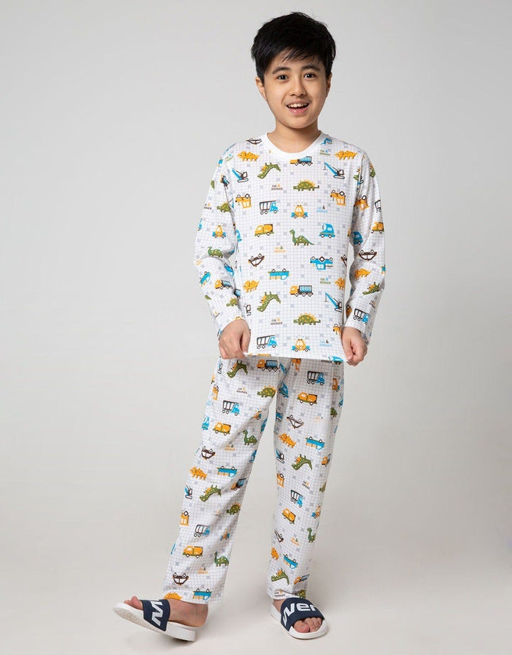 Kidz Too Top - Bottom Set Long Sleeve Sleep Dino Mozaic