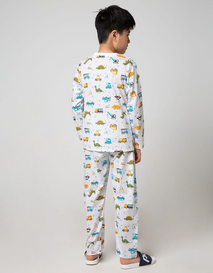 Kidz Too Top - Bottom Set Long Sleeve Sleep Dino Mozaic