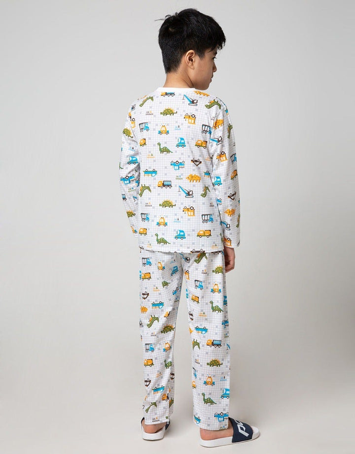Kidz Too Top - Bottom Set Long Sleeve Sleep Dino Mozaic