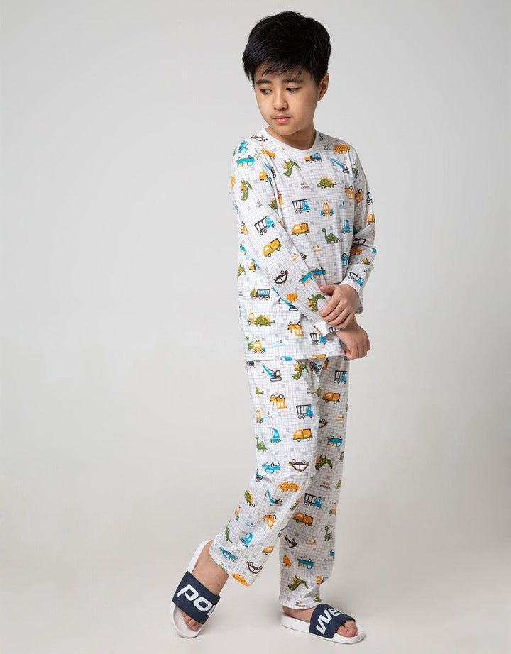 Kidz Too Top - Bottom Set Long Sleeve Sleep Dino Mozaic