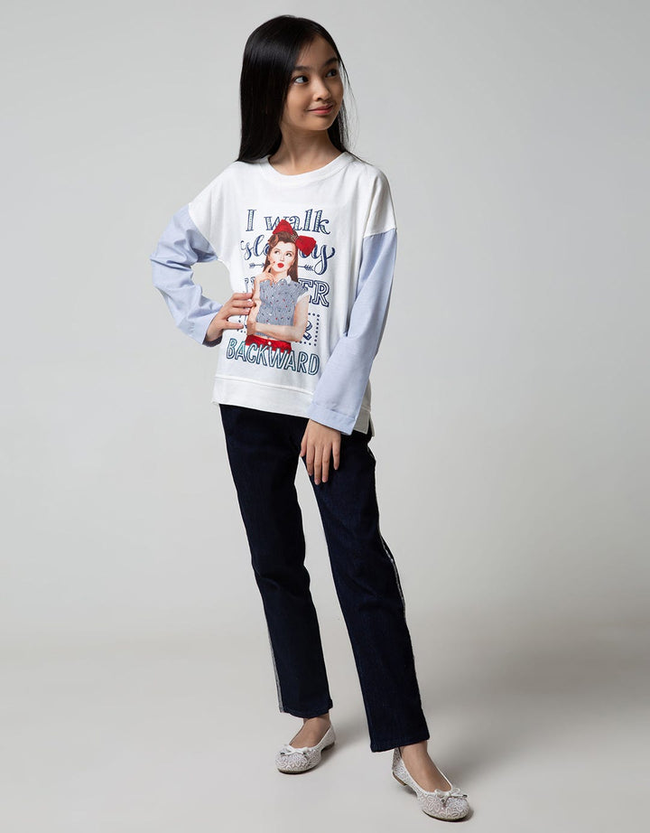 Nevada Long Sleeve T-Shirt Top Girl Chambray