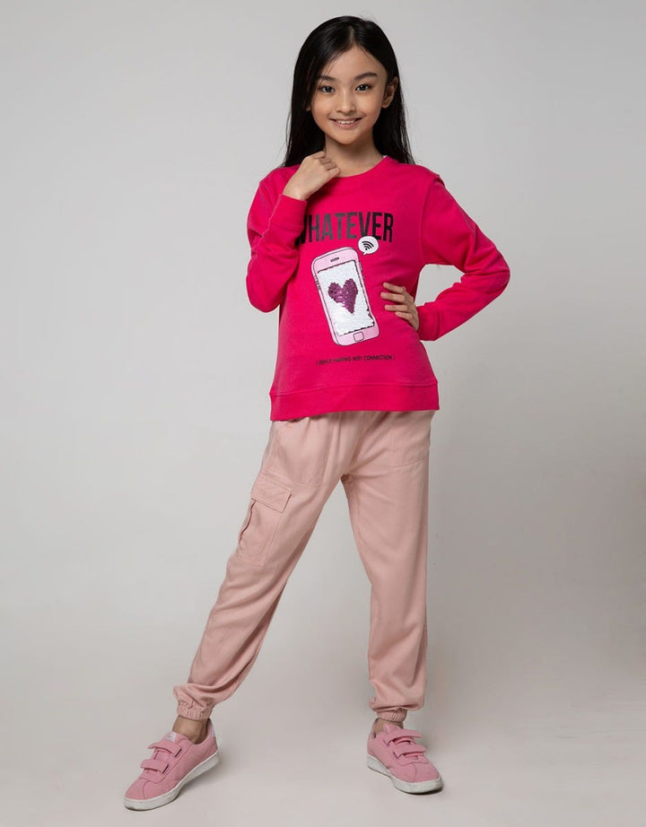 Nevada Kids Long Sleeve T-Shirt Top With Sequin Phone Whatever