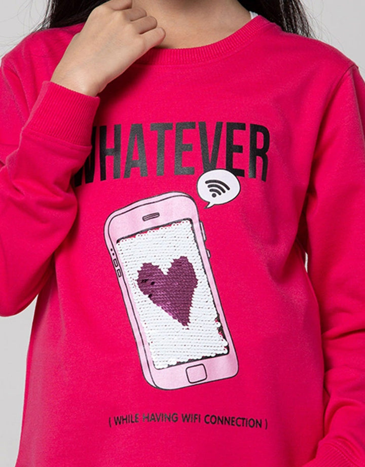 Nevada Kids Long Sleeve T-Shirt Top With Sequin Phone Whatever