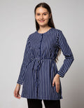 Nevada Long Sleeve Blouse Woven Str with Button At Chest And Rope At Waist