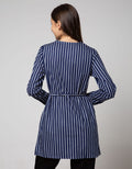 Nevada Long Sleeve Blouse Woven Str with Button At Chest And Rope At Waist